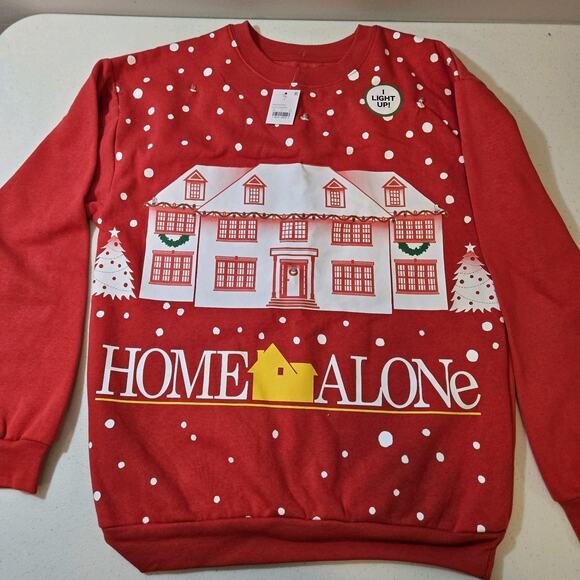 Home Alone House Light Up Ugly Sweater Sweatshirt SMALL Christmas Holiday Red - Picture 1 of 7
